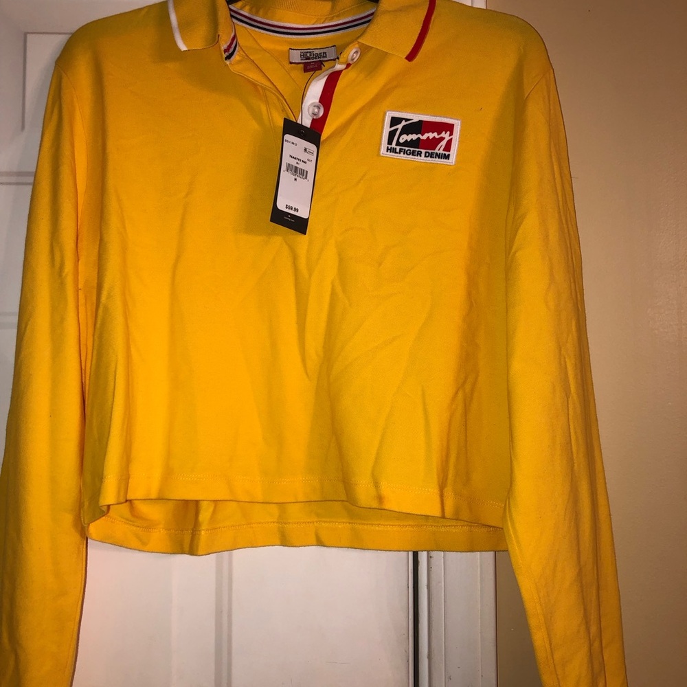Tommy Hilfiger Yellow Cropped Polo Shirt